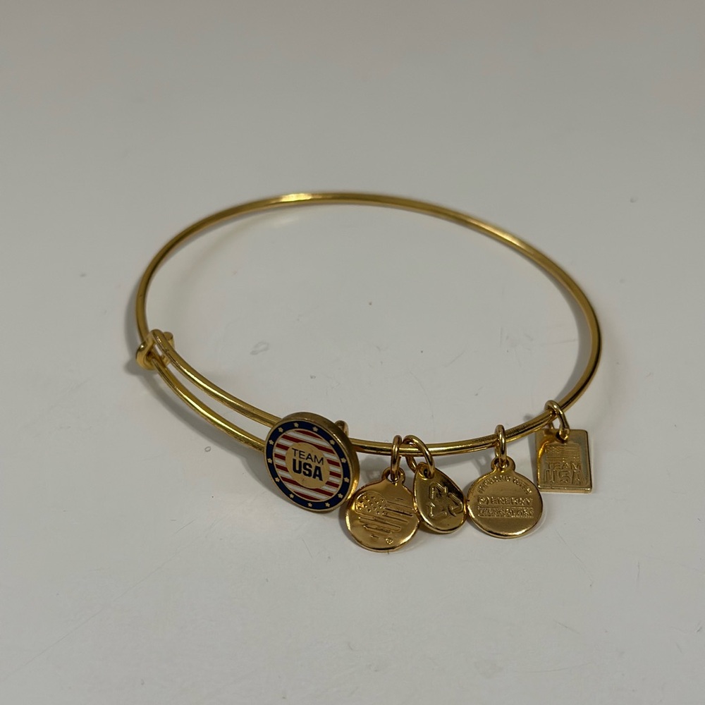 Alex and Ani Team USA expandable wire charm bangle bracelet Size 2" to 3.5"